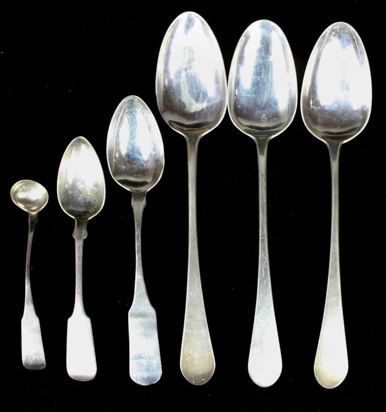 Appraisal: GROUP OF SIX SOUTHERN COIN SILVER FLATWARE ITEMS INCLUD L