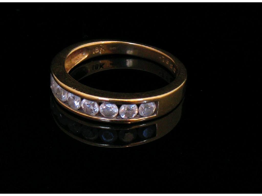 Appraisal: A DIAMOND HALF ETERNITY RING the ct yellow gold shank