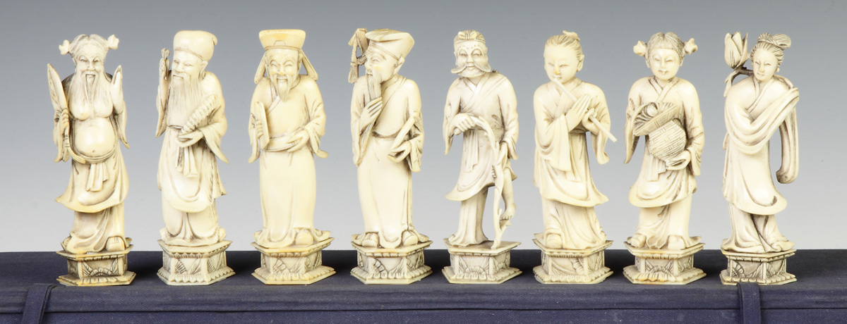 Appraisal: Group of Chinese Sgn Carved Ivory Immortals