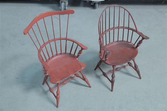 Appraisal: TWO RIVERBEND CHAIR COMPANY CHAIRS Doll sized windsor chairs Bases