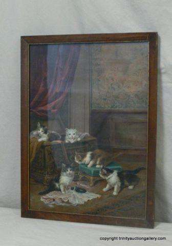 Appraisal: Jules LeRoy Kittens Print - Framed Vintage Print Jules LeRoy