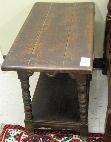 Appraisal: PAIR OF SPANISH BAROQUE STYLE OAK LAMP TABLES Angelus Furniture