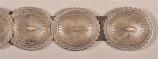 Appraisal: Vintage Navajo Sterling Silver Concho Belt Buckle is signed Sterling