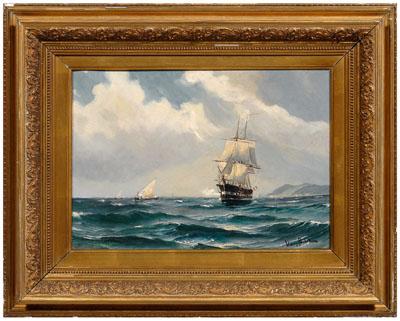 Appraisal: Vilhelm Victor Bille painting Danish - Danish frigate at coast