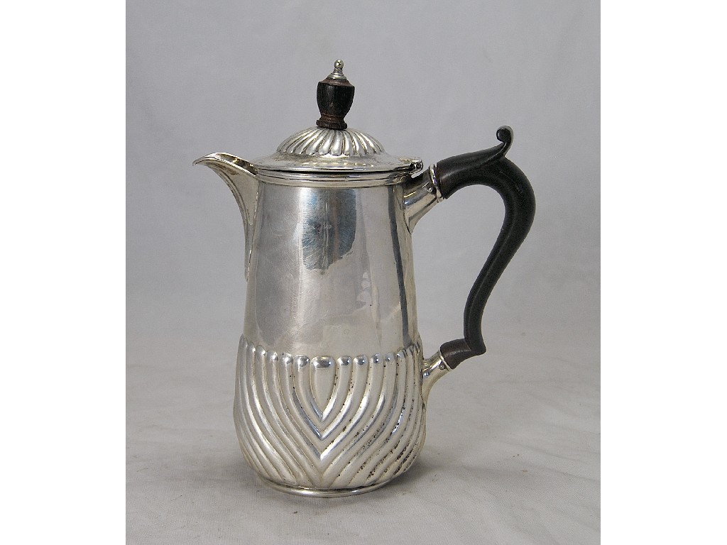 Appraisal: Half-fluted silver hot water jug Sheffield approx ozs all in