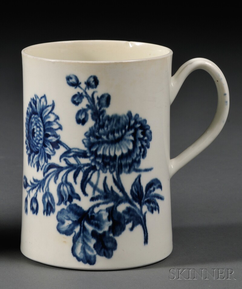 Appraisal: Worcester Blue Transfer-printed Porcelain Mug England - cylindrical form with