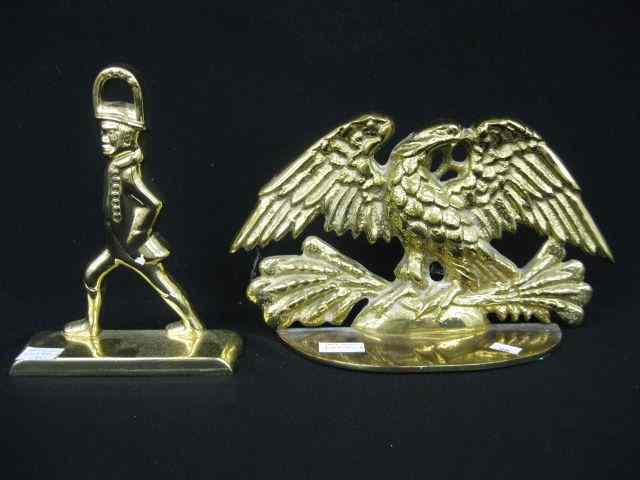 Appraisal: Figural Brass Doorstops eagle man