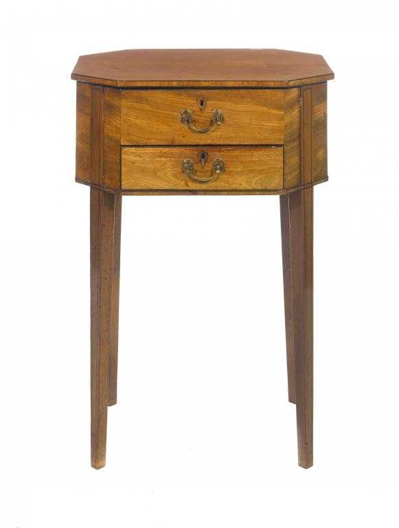 Appraisal: A GEORGE IV MAHOGANY AND EBONY LINE INLAID WORK TABLE