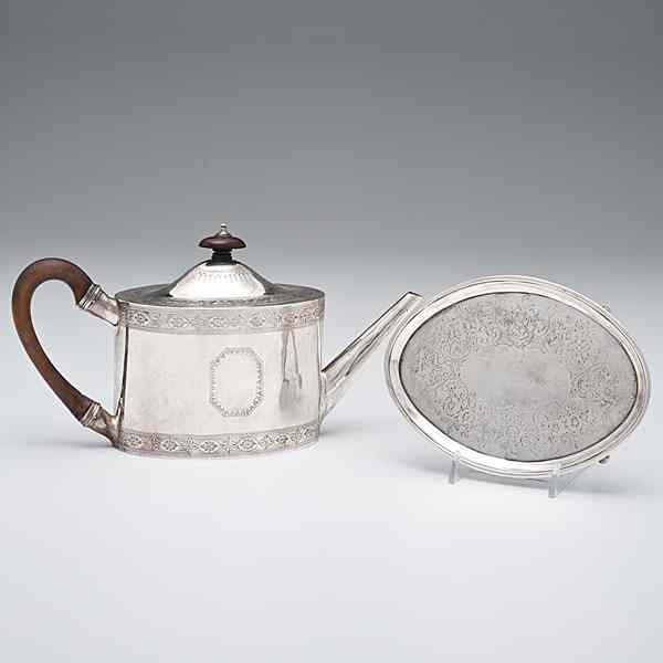 Appraisal: Regency Teapot and Undertray London ca - An assembled sterling