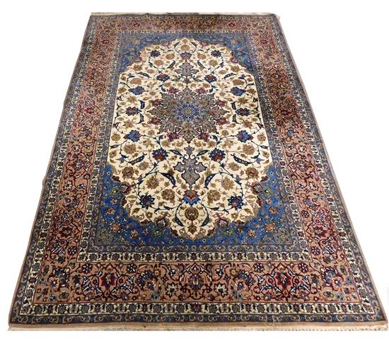 Appraisal: Semi-Antique Persian Niam Gum scatter rug finely woven silk highlights