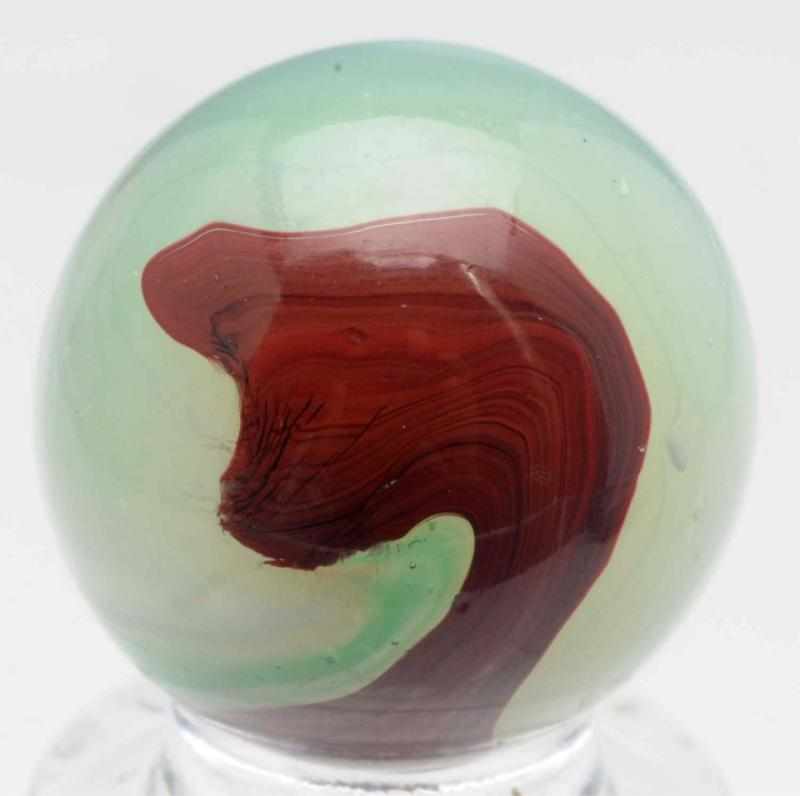 Appraisal: Akro Agate Green Oxblood Marble Loaded with oxblood Nice green