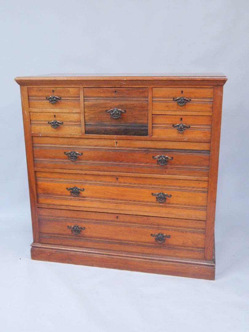 Appraisal: A Victorian walnut chest of drawers the rectangular top with