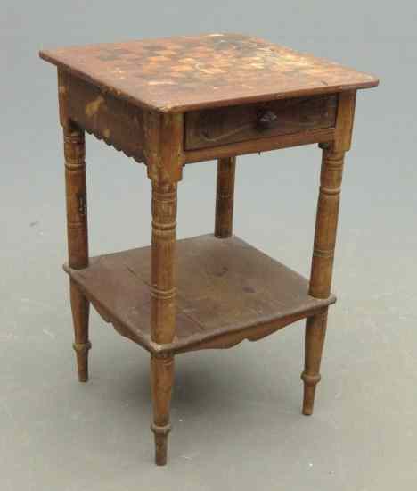 Appraisal: th c single drawer stand with gameboard top and undershelf