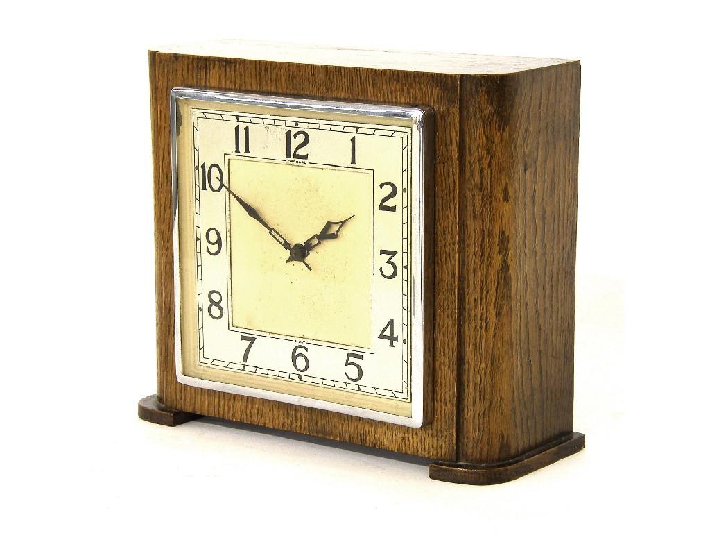 Appraisal: Garrard Art Deco oak eight day mantel clock timepiece the