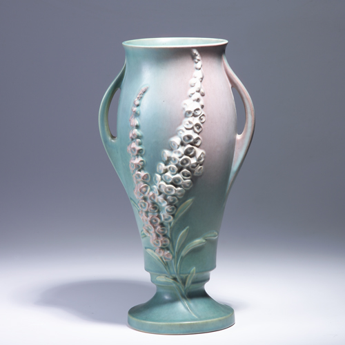 Appraisal: ROSEVILLE Green Foxglove vase - Raised mark