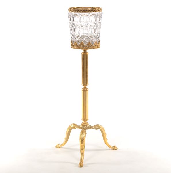 Appraisal: K GOLD PLATED AND CRYSTAL CHAMPAGNE BUCKET ON STAND WILLIAM