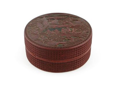 Appraisal: A Chinese red and black cinnabar lacquer circular box and