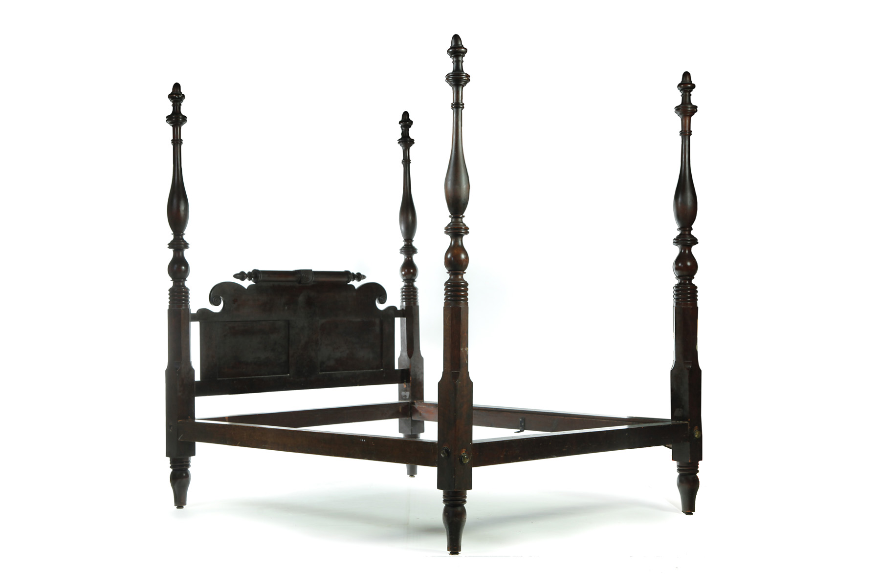 Appraisal: AMERICAN CLASSICAL HIGH-POST BED Possibly Virginia - cherry Exaggerated baluster