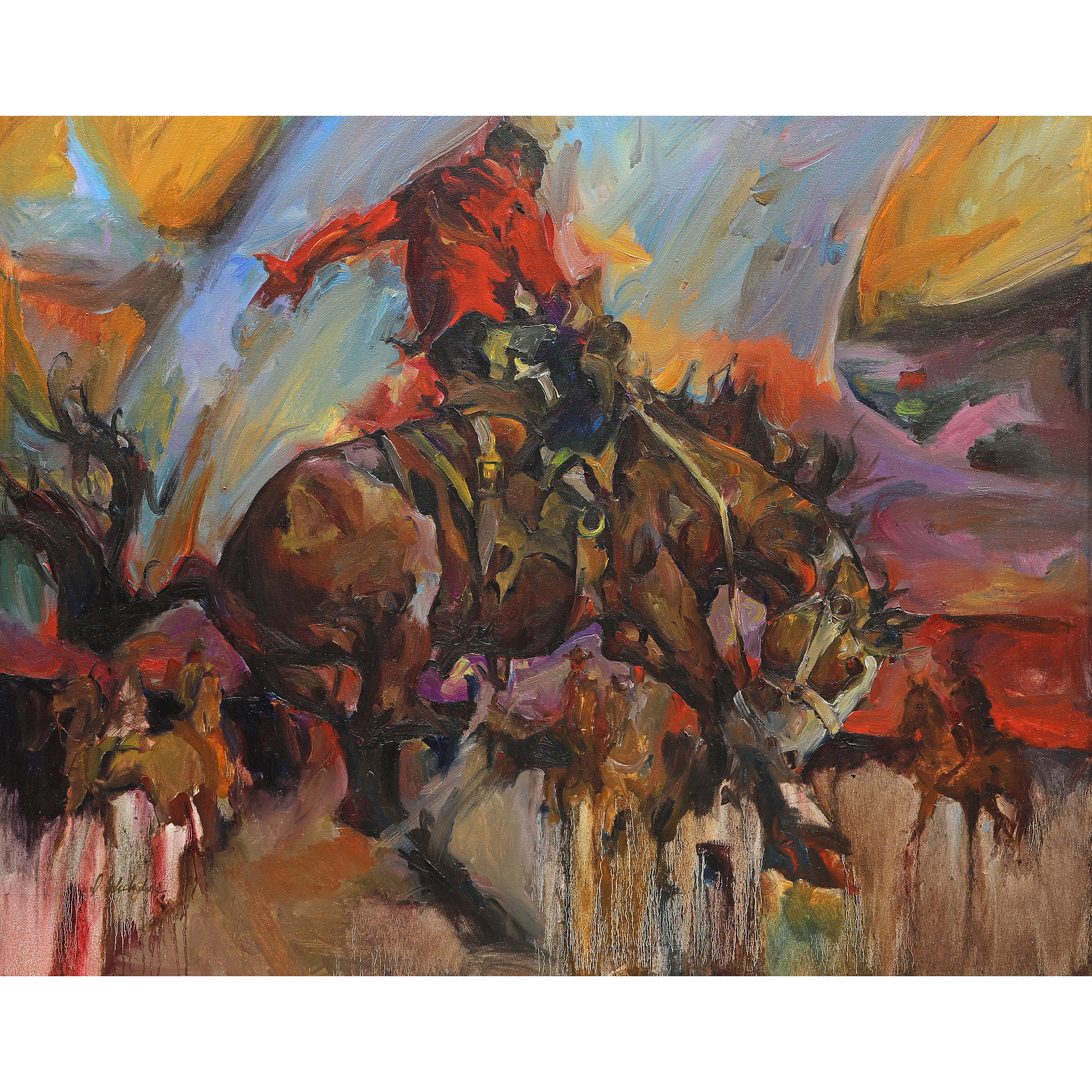 Appraisal: PAINTING DEAN COLICHIDAS Dean Colichidas American - Bucking Bronco with