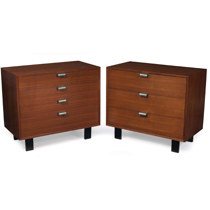 Appraisal: George Nelson cabinets pair by Herman Miller walnut curved metal