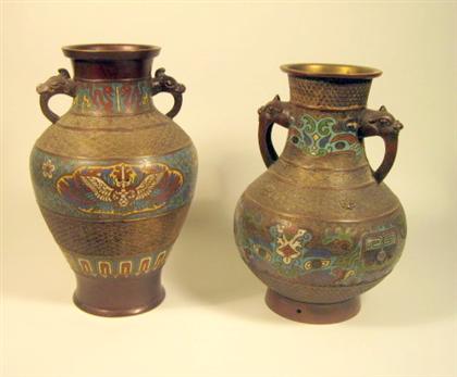 Appraisal: Two Chinese bronze and cloisonne vases th th century