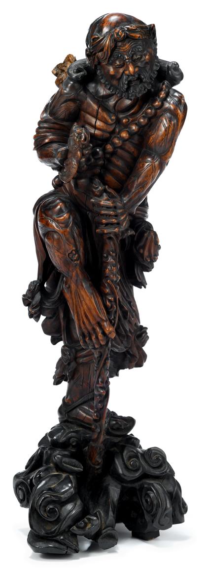 Appraisal: Tall Chinese carved hardwood luohan figure late th century