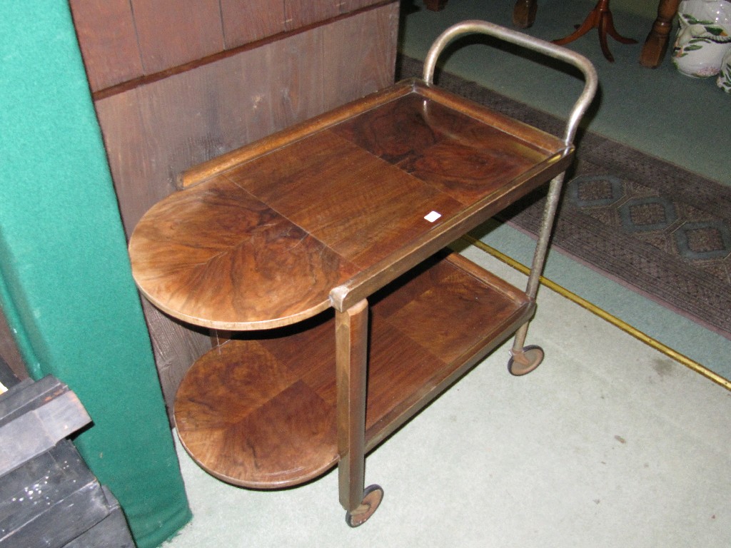 Appraisal: Art Deco walnut tea trolley