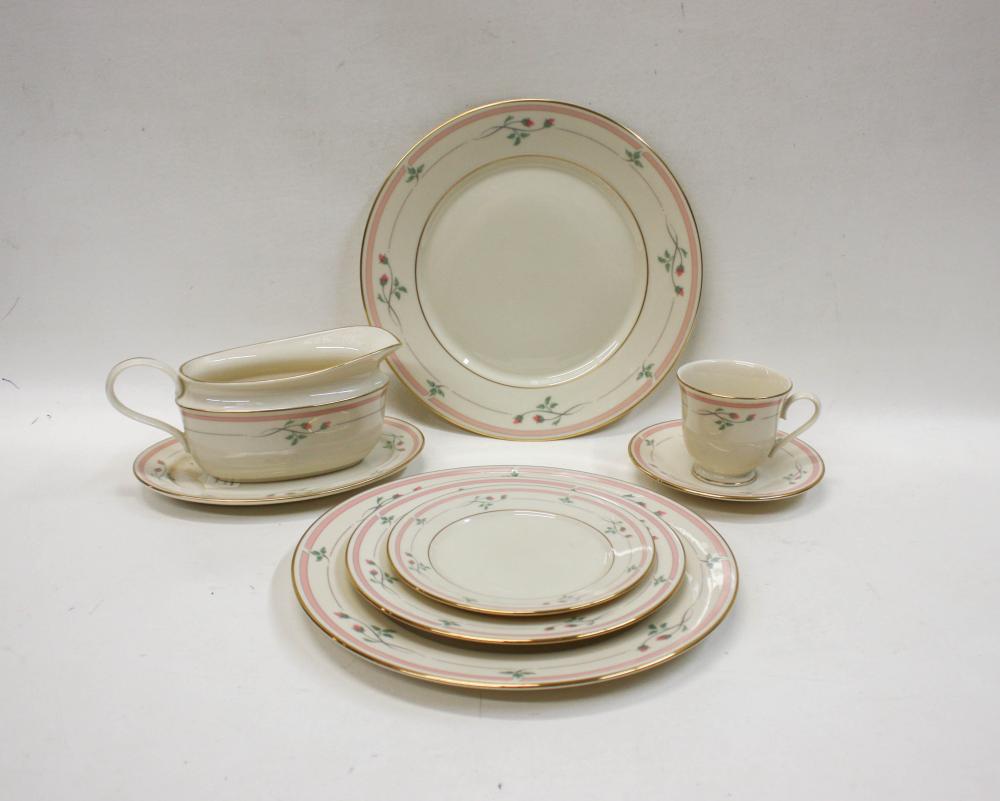 Appraisal: NINETY-EIGHT PIECE LENOX CHINA SET Rose Manor Pink pattern comprised