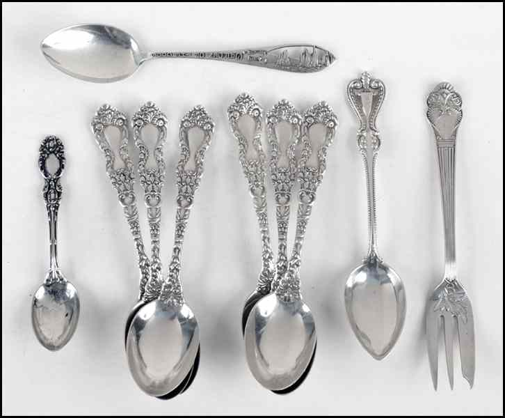 Appraisal: SET OF SIX STERLING SILVER TEASPOONS Together with three sterling