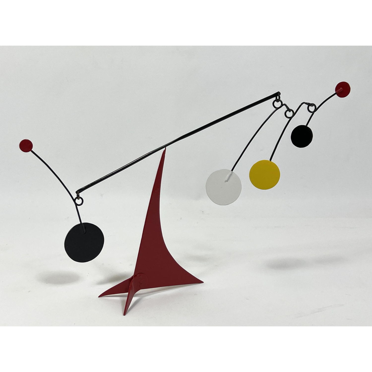 Appraisal: Small Table Top Metal Kinetic Sculpture Stabile Mobile Colorful paddles