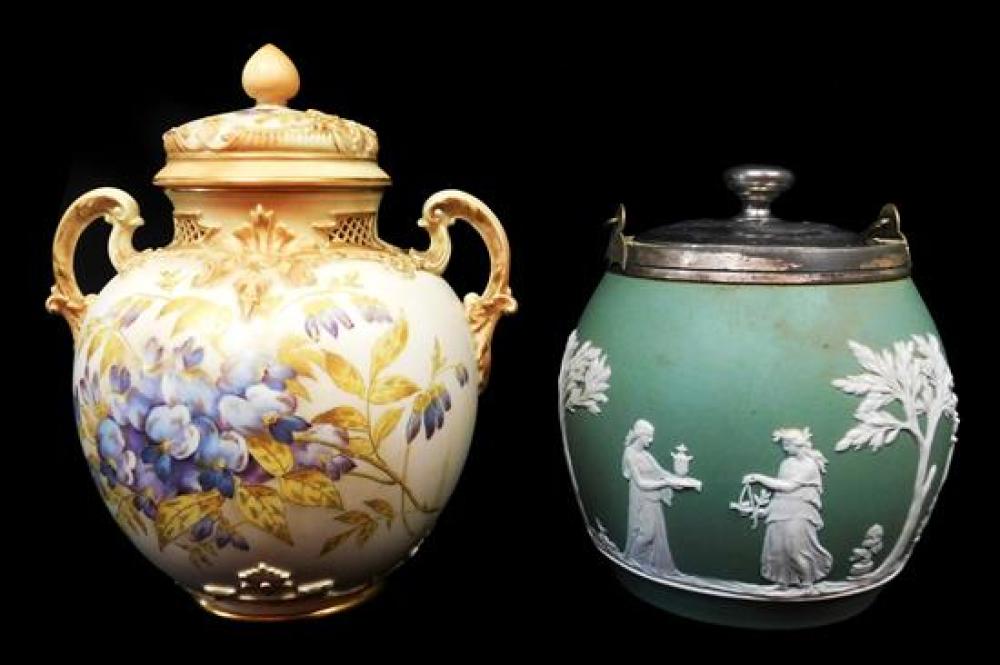 Appraisal: Royal Worcester and Wedgwood ceramic lidded jars details include Royal