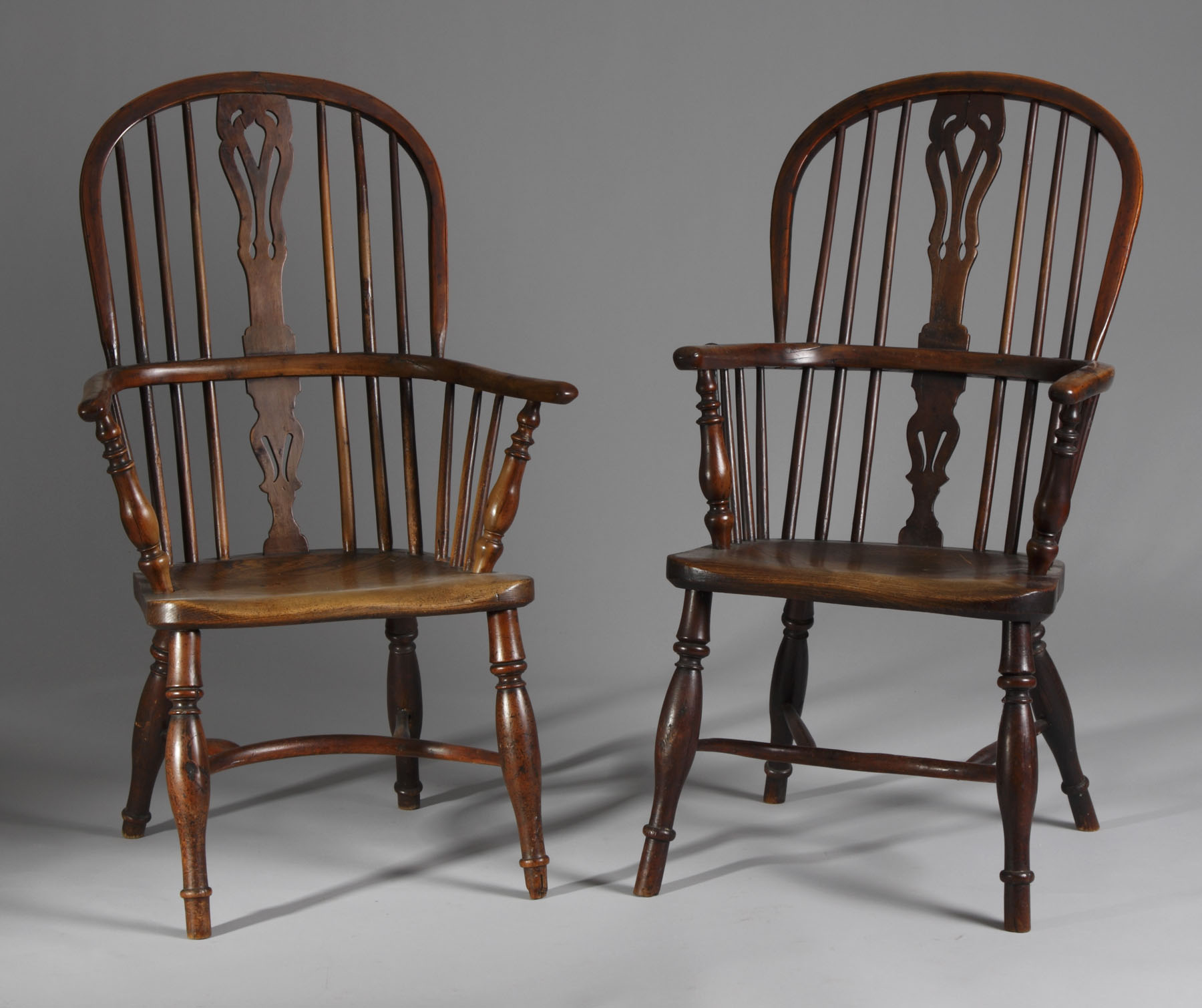 Appraisal: - George III Windsor Arm Chairs Condition Old patina finish