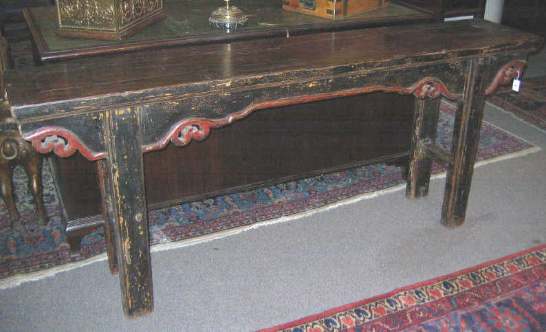 Appraisal: ASIAN LONG SOFA TABLE Rectangular top with natural finish over