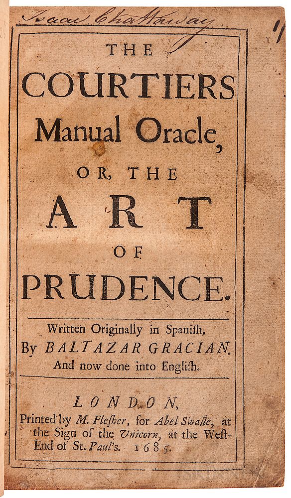 Appraisal: Graci n y Morales Baltasar - The Courtiers Manual Oracle