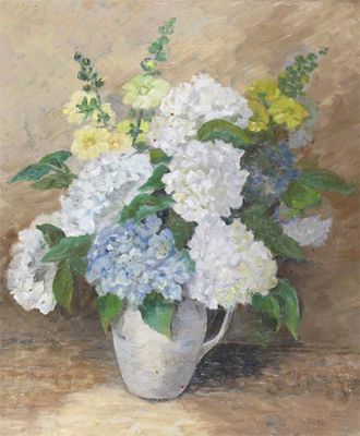 Appraisal: English School th Century Hydrangeas in a vase Signed indistinctly