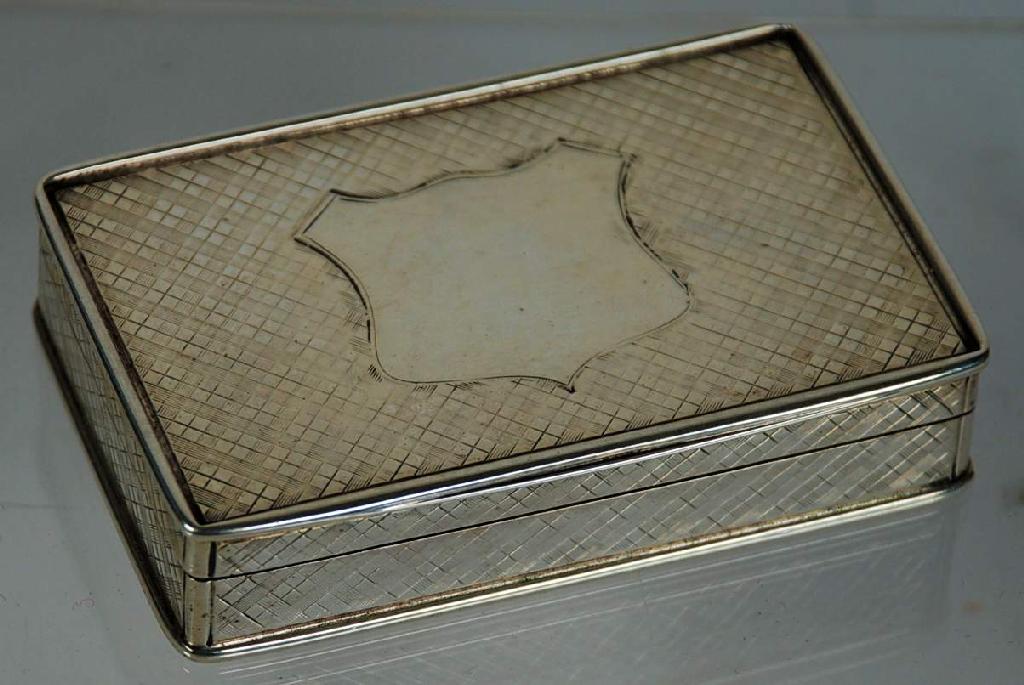 Appraisal: VICTORIAN ENGINE TURNED SILVER SNUFF BOX by Francis Clark oblong