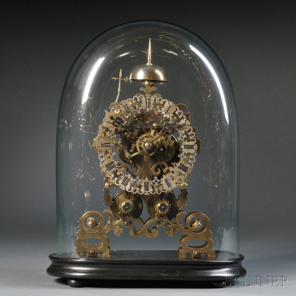 Appraisal: English Quarter-striking Skeleton Clock last quarter th century pierced -in