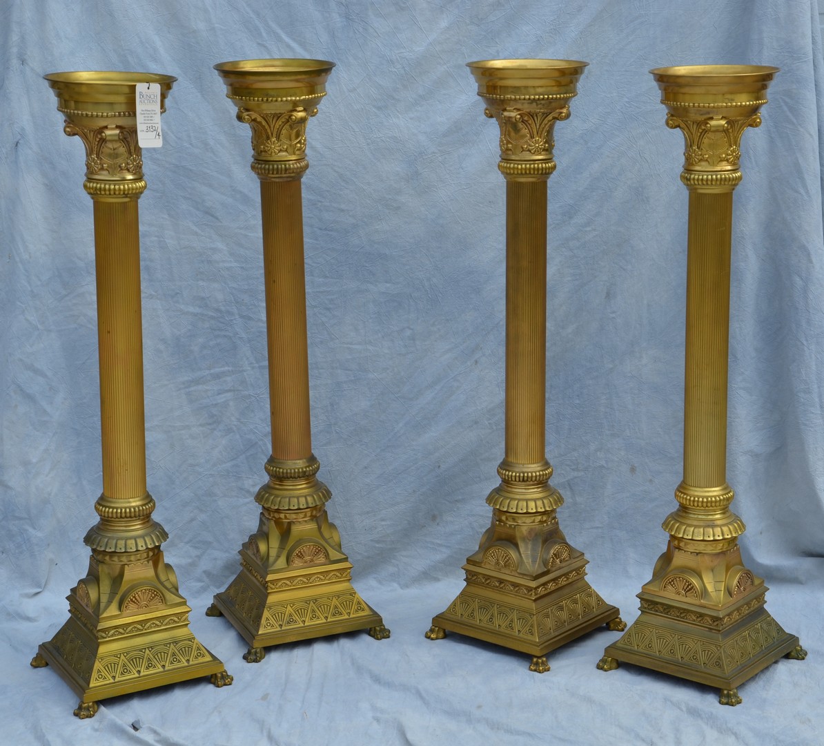 Appraisal: Four Regency Style Brass Column Form Pedestals th C high