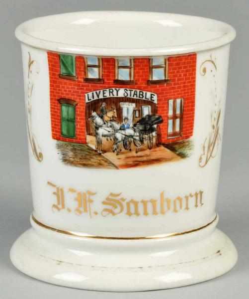 Appraisal: Livery Stable Shaving Mug Description Gilt name T F Sanborn