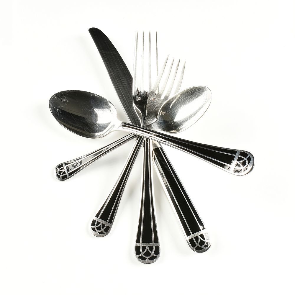 Appraisal: A SEVENTY-THREE PIECE CHRISTOFLE SILVER-PLATED TALISMAN NOIR FLATWARE SERVICE MARKED