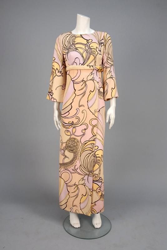 Appraisal: BILL BLASS for MAURICE RENTNER PRINTED SILK LONG DRESS s