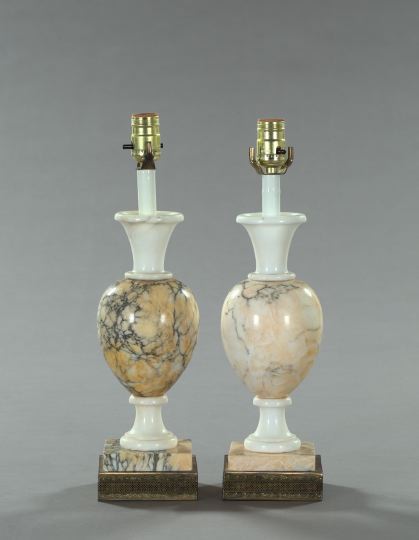 Appraisal: Unusual Pair of Italian Marble Table Lamps second quarter th