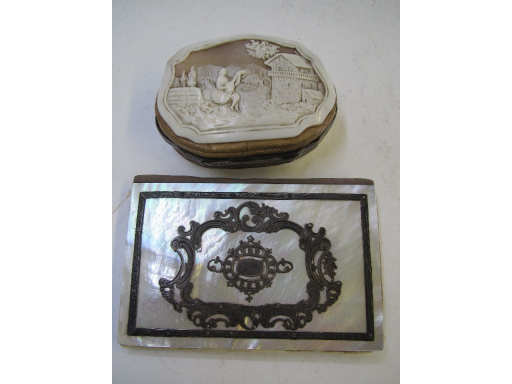 Appraisal: A lot comprising shell cameo purse and a mother of