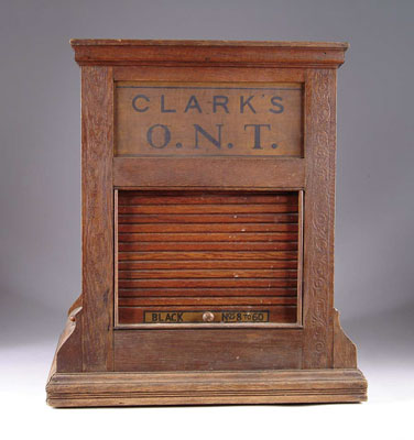 Appraisal: CLARK S O N T SPOOL CABINET Tabletop oak display