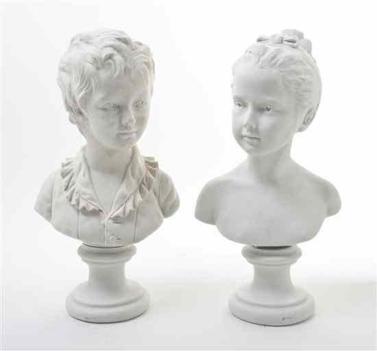 Appraisal: A Pair of Capodimonte Bisque Porcelain Busts depicting a boy