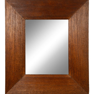 Appraisal: An Art Deco Rectangular Oak Mirror FRENCH CIRCA Height x