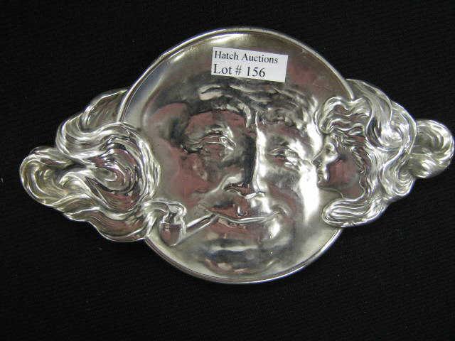 Appraisal: Unger Brothers Art Nouveau Sterling Silver Tray round moon face