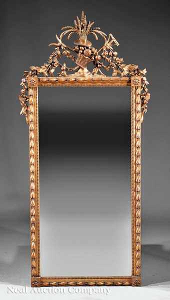 Appraisal: An Associated Pair of Louis XVI-Style Giltwood Mirrors each having