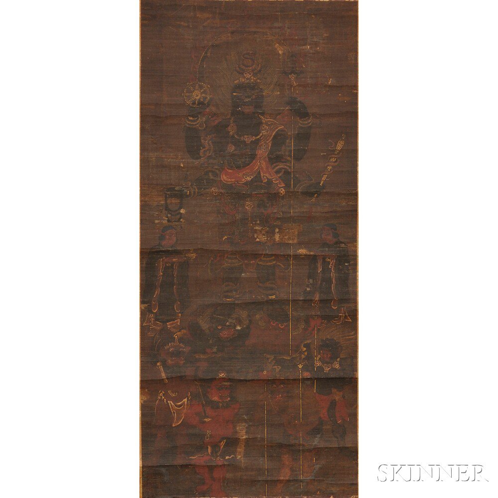 Appraisal: Buddhist Painting Depicting Four-armed Kundali Japan standing on a pair