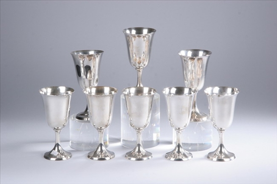 Appraisal: EIGHT STERLING GOBLETS sterling mark Trumpet foot flaring form weighted